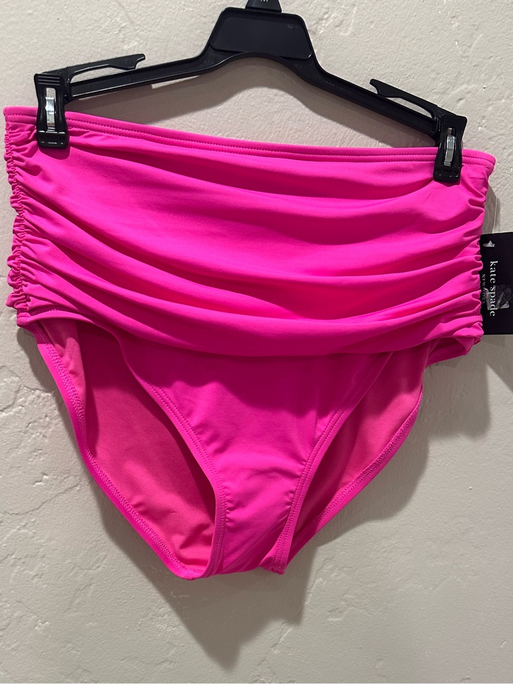 NWT Kate Spade Rosette Solids Shirred High-Waist Bikini Bottom Size Medium